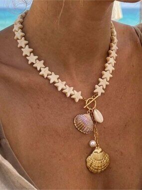 Beach Star Shell Pendant Necklace Q1208
